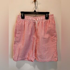 Crewcuts J Crew Boys Size 14 Striped Pink White Lined Swim Suit Trunks CG913 NEW